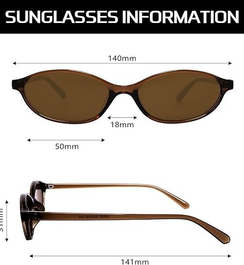 Retro Oval Sunglasses for Women Chic Cat Eye 90s Sunnies Lightweight Narrow Shades Trendy UV protection Sun Glasses